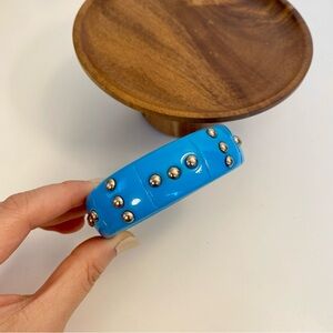 4/$15 Blue Acrylic Gold Beaded Studs Bangle Bracelet